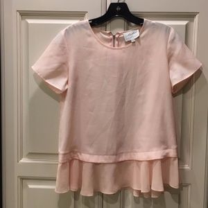 New Madison Marcus blush pink peplum ruffle hem top